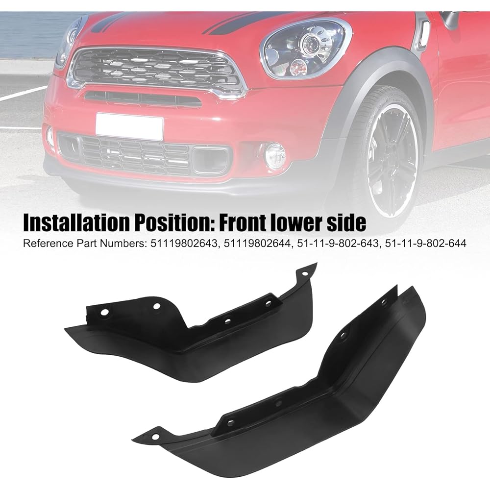 Qiilu Front Bumper Splash Guard Pair Front Bumper Splash Guard Low Pressure Lip 51119802643 Replacement for John Cooper Works Paceman and Countryman Base