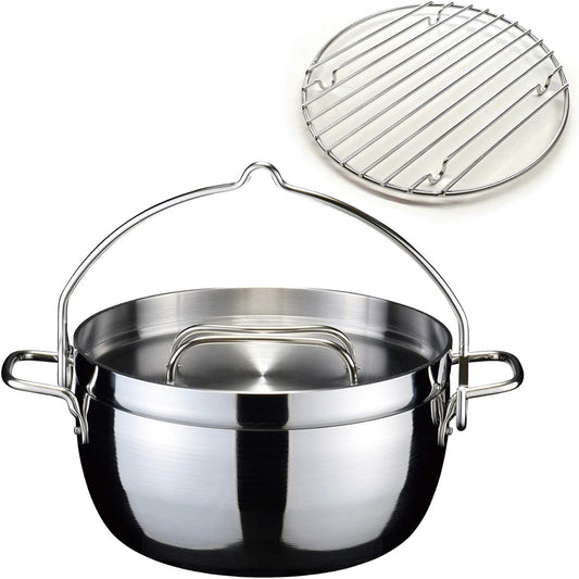 [Made by Tsubamesanjo] TSBBQ Light Stainless Steel Dutch Oven (Anhydrous Pot) 10 Inches Mirror Finish TSBBQ-005 (With Bottom Grate)