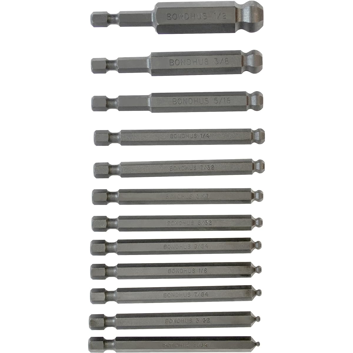 [Domestic regular product] BONDHUS hexagonal ball point power bit inch set black dyed 12 piece set (5/64, 3/32, 7/64, 1/8, 9/64, 5/32, 3/ 16, 7/32, 1/4, 5/16, 3/8, 1/2 inch) BHX12 No.10836