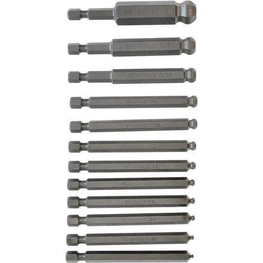 [Domestic regular product] BONDHUS hexagonal ball point power bit inch set black dyed 12 piece set (5/64, 3/32, 7/64, 1/8, 9/64, 5/32, 3/ 16, 7/32, 1/4, 5/16, 3/8, 1/2 inch) BHX12 No.10836
