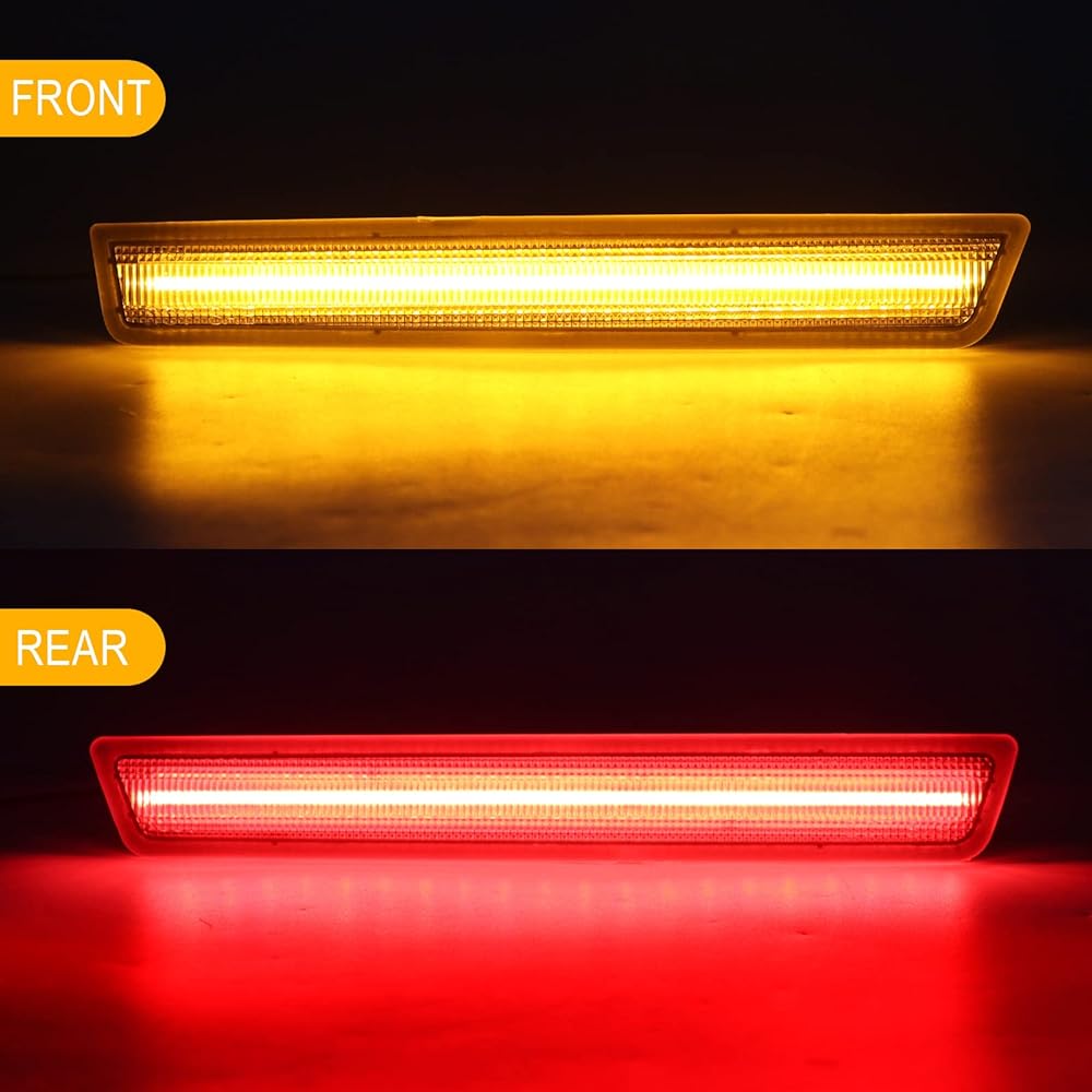 R & F Auto 4 LED Red Red Side Marker Light Replacement Challenger 2015-2023 Rear Fender Side Marker Lamp LED Chips 180 Clear Lens Exchange OEM Number: 68195789AB 68195796AB