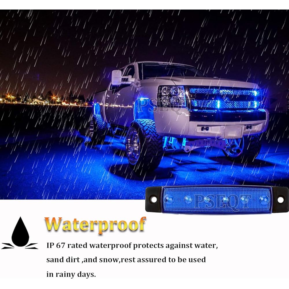 PSEQT 10 Pod LED Lock Light Body Lower Light Ford Jeep Off -Road Truck UTV ATV Boat Blue
