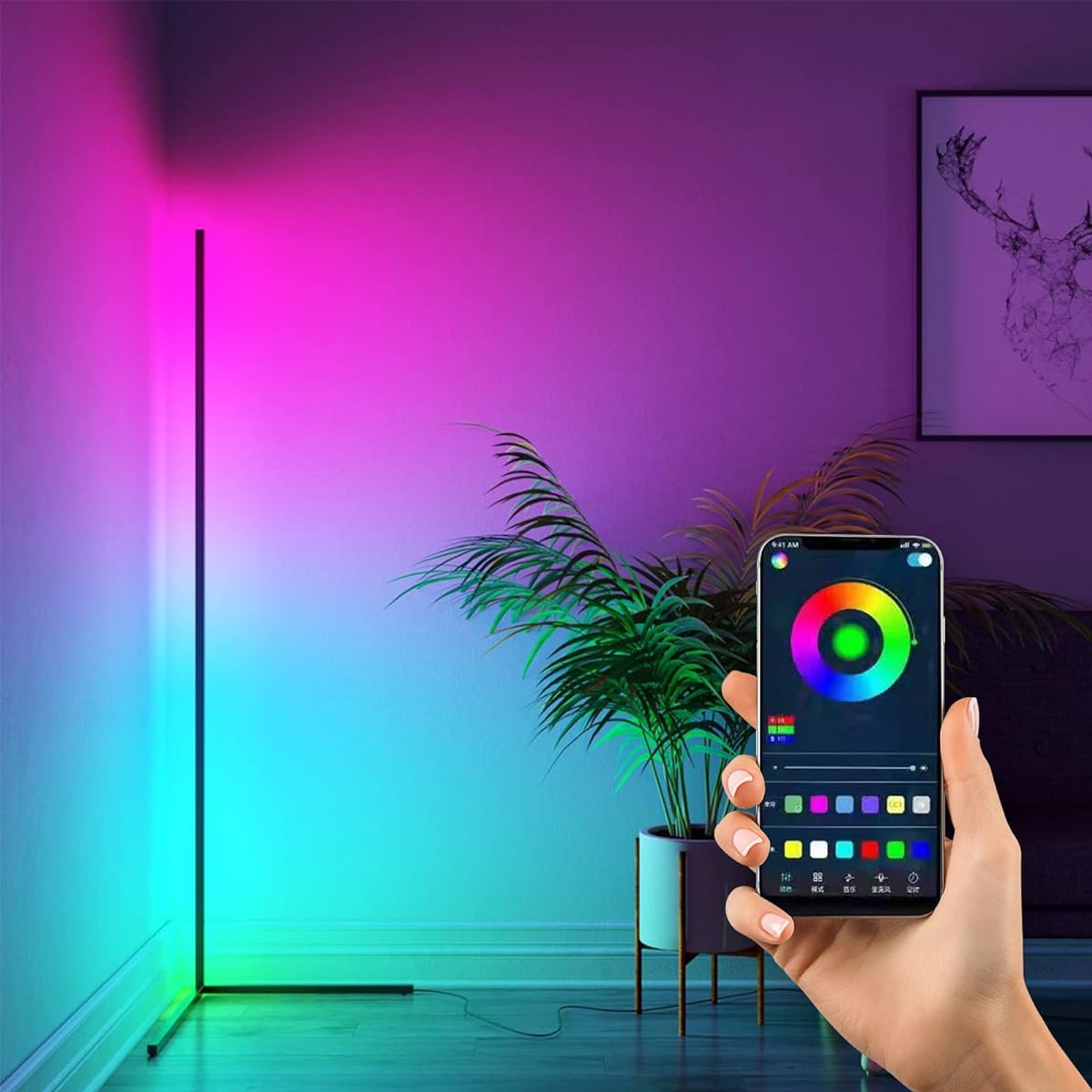 MOREFULLS Desk Light RGB LED Smart Full Color App with Remote Control LED Bar Light Adjustable Color Brightness Height 122cm USB TV Party Suitable for Game Room/Bedroom/Living Room/Viewing Room, etc. Music Sync Timing Function Indoor Lighting
