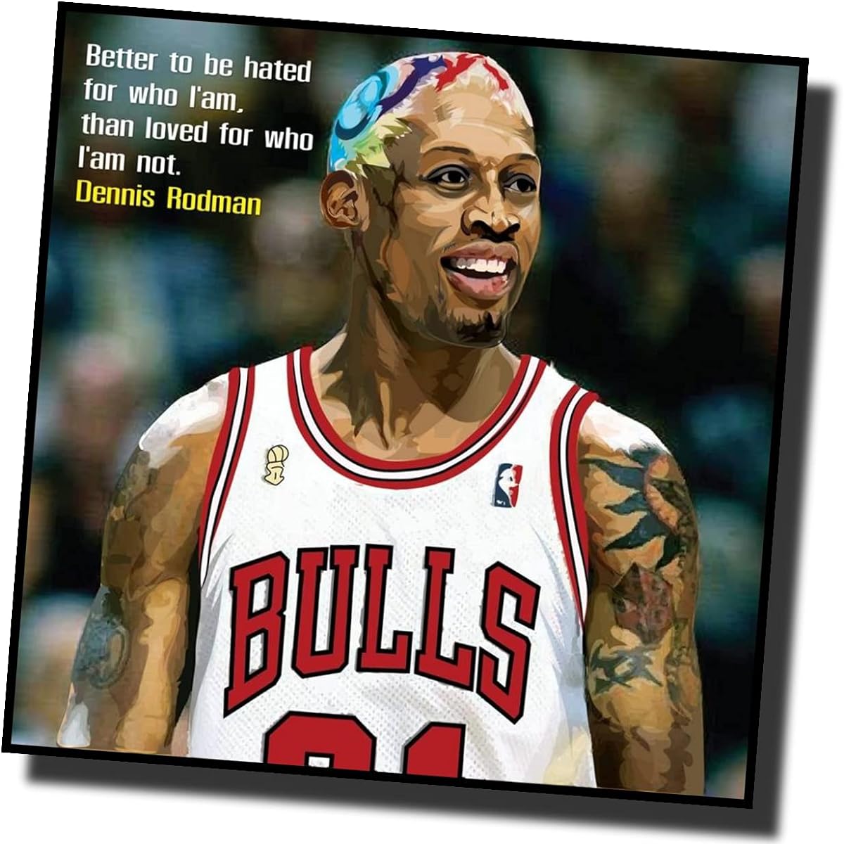 Paraline Art Frame Dennis Rodman Chicago Bulls Design C NBA Professional Basketball Foreign Sports Graphic Art Panel Wooden Wall Hanging Interior Poster