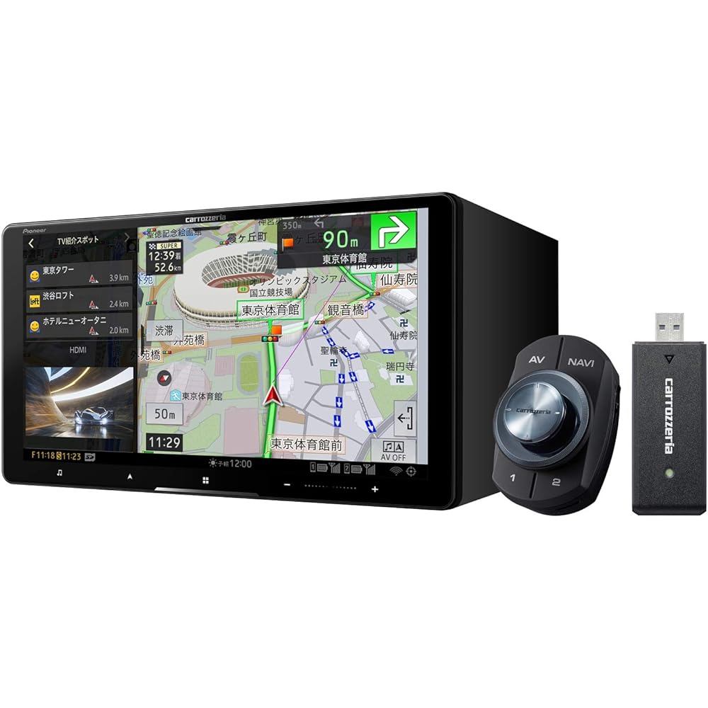 Pioneer Car Navigation AVIC-CQ911-DC 9 Inch Cyber Navigation Free Map Update Full Seg DVD CD Bluetooth SD USB High Resolution HD Quality Network Stick Set Carrozzeria