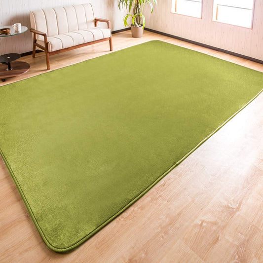 System K Carpet Rug Rug Mat Dust Mite Resistant Antibacterial Odor Resistant Washable Fluffy Texture Anti-Slip Compatible with Hot Carpets Approximately 4 Tatami Green 200 x 300cm