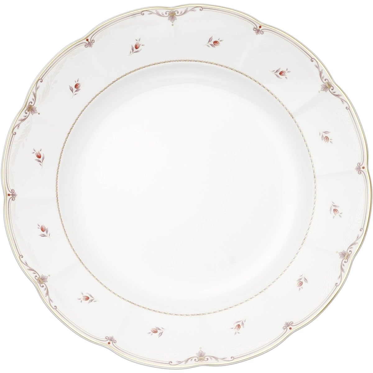 NARUMI Plate Dish Diane 27cm Red Cute Stylish Lotus Flower Dinner Made in Japan 50330-1120