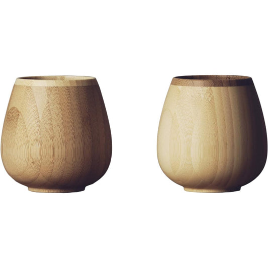 RIVERET Vessel Glass Locking 240ml Pair Set Bamboo Dishwasher Safe White/Brown RV-116WB