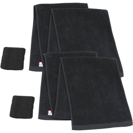 oruta Imabari Muffler Towel Wristband Set of 2 Imabari Certified Made in Japan Sports Black Set of 2
