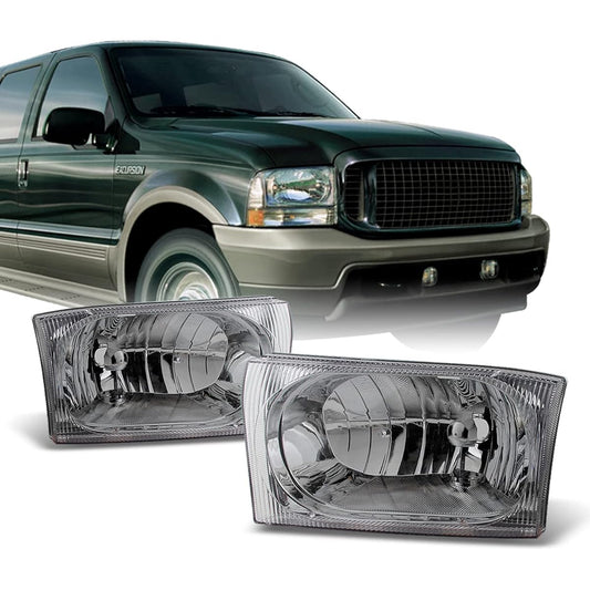 1999-2004 Ford Exkusage F250 F350 F450 F550 Super Duty Clear Headlight replacement driver+passenger side pair set