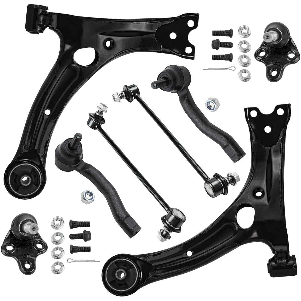 Front suspension kit 8 -point -2 -bottom control arm, 2 scores of suspension ball joints, 2 points front stabilizer Swaver endink, 2 outer tie rod ends [not compatible with Japanese models]