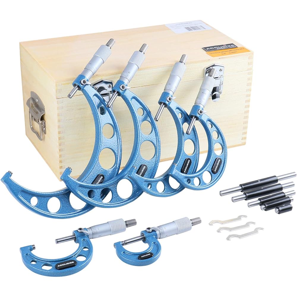 Accusize Industrial Tools - Carbide TIPS 0-6" x 0.0001" Ultra Precision Outer Micrometer 6pcs/set