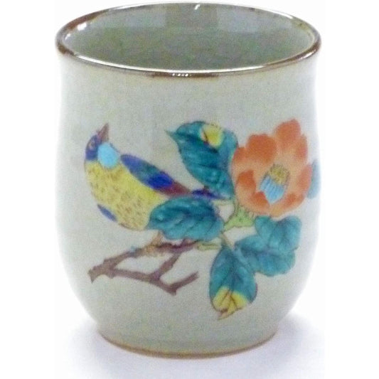 Kutani ware [hot water cup] Small camellia and bird [back picture]