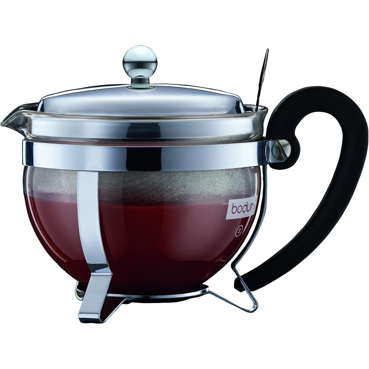 BODUM Teapot Tea Maker CHAMBORD Teapot 500ml Silver Black Tea Green Tea Chinese Tea Herbal Tea Fruit Tea Stainless Filter Glass Beaker Dishwasher Safe [Genuine Product] 12030-16