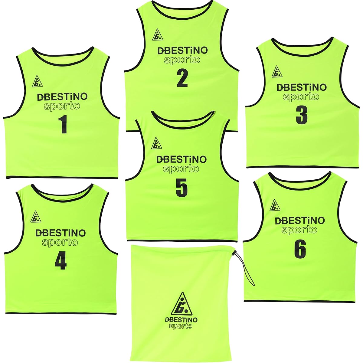 [d-bestino] Bestino Multisport Adult Free Size Bibs Set of 6 (Numbers 1-6 with Storage Bag DBE0005