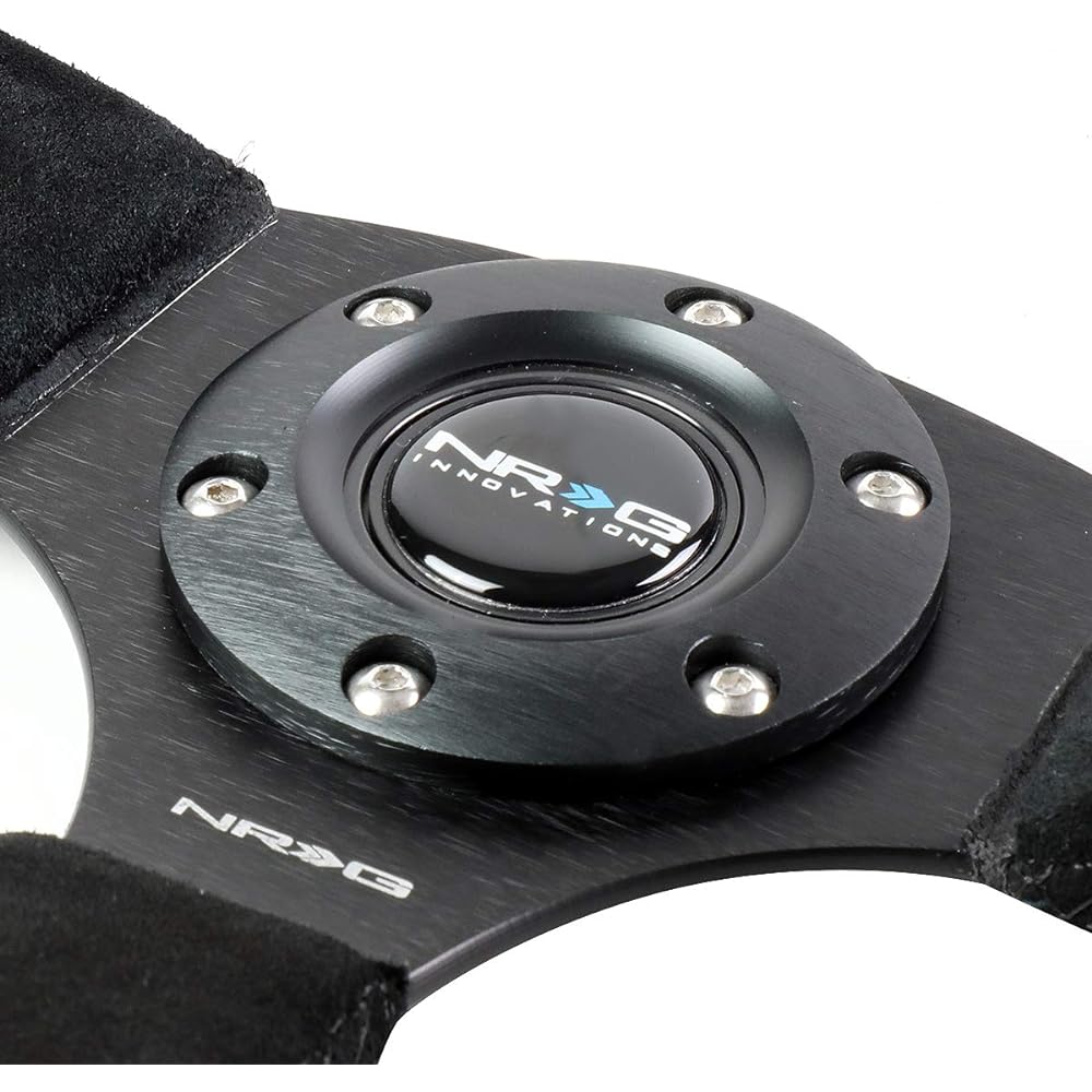 NRG Innovations RST-009S Race Style Suede Leather Steering Wheel Black Stitch