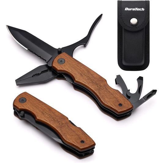 DURATECH Multifunctional Knife, Multitool, Multiplier, Folding Pliers, 9IN1, Multifunctional Tool, Pocket Knife, Nylon Bag, Outdoor, DIY, Mountain Climbing, Camping, Disaster Prevention, Fishing [Storage Case Included]
