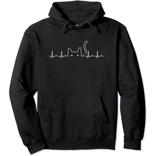 heartbeat cat lover cat lover cat lover heartbeat cat cat owner electrocardiogram funny cute cat cat cat hoodie