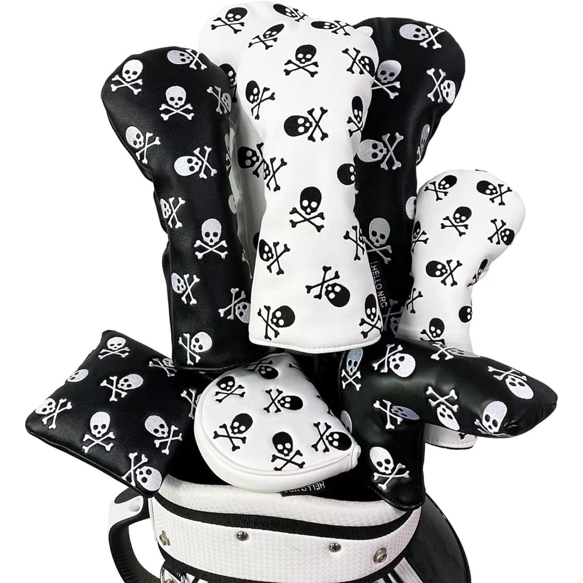Golf Cover Golf Head Cover Putter Cover Mallet Utility Head Cover Fairway Wood Cover Driver UT DR FW Cover Small Skull Waterproof Conversion Doug Included