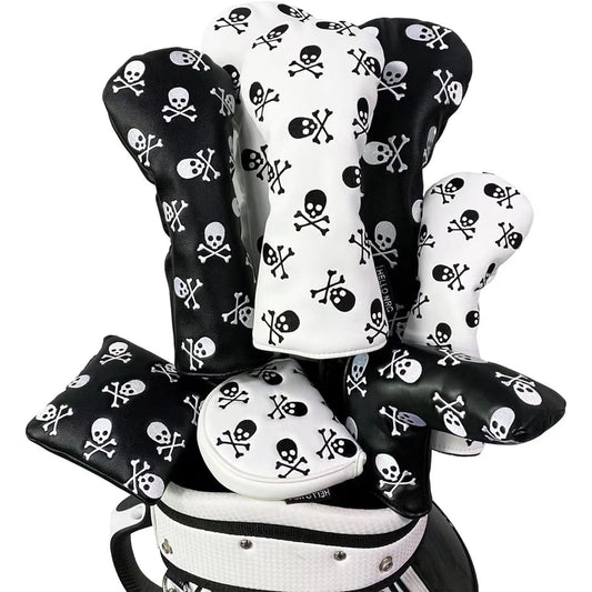 Golf Cover Golf Head Cover Putter Cover Mallet Utility Head Cover Fairway Wood Cover Driver UT DR FW Cover Small Skull Waterproof Conversion Doug Included