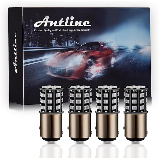 Antline 1157 2057 2357 7528 BAY15D LED bulb Brilliant Red 12-24V Super Rumin 800 Lumen Tail Brake Light Winker Light Parking Light (4 packs)