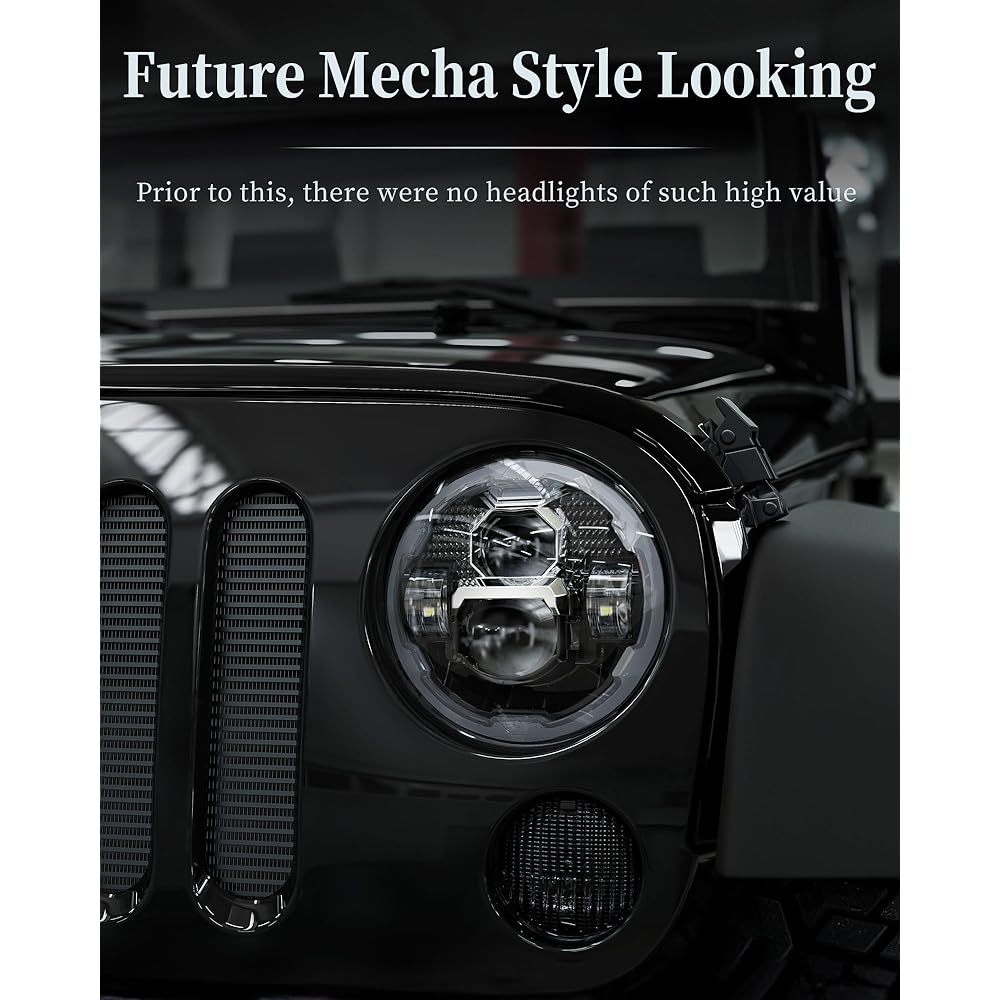HWSTAR 2023 1000%Brightness Anti -glare 7 inch Headlight Round Geep Rangler JK JK JKU TJ LJ Chevrolet Ford GMC Dodge Mazda VW Mac etc.