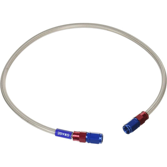 SWAGE LINE Easy Order Brake Hose General Purpose Hose Straight Fitting Aluminum (Red/Blue) Clear Hose 625mm SAK-1010M-0625