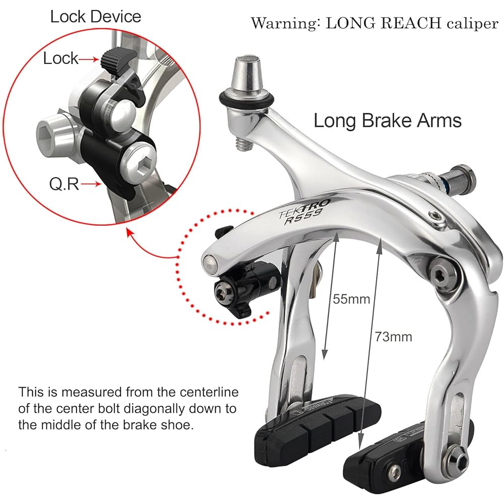 TEKTRO R559 Bike Bicycle Long-distance Road Caliper 55-73mm Silver Pair