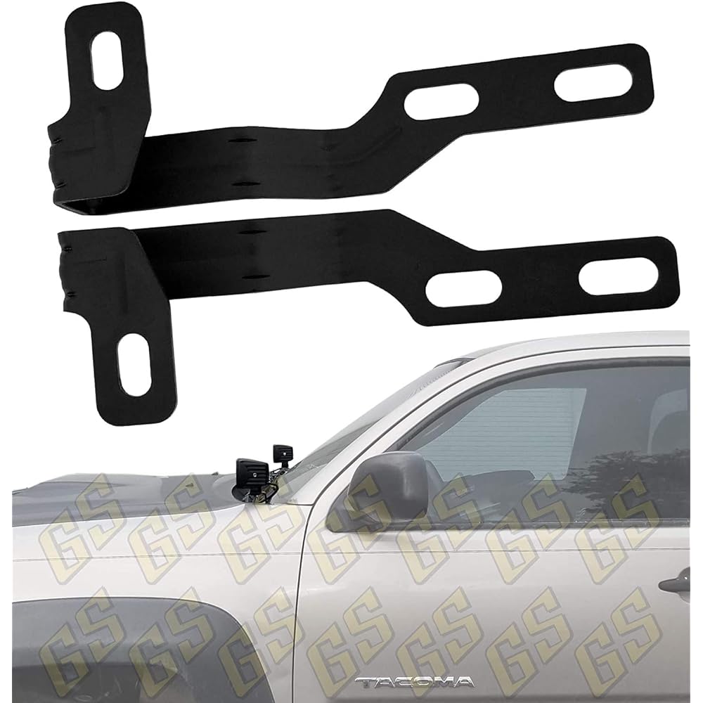 GS POWER Engine Food Hinge Ditch LED Mount Bracket Auxiliary Off-Road Pod Worklight Winds Cowl Panel 2005-2015 Toyota Takoma compatible