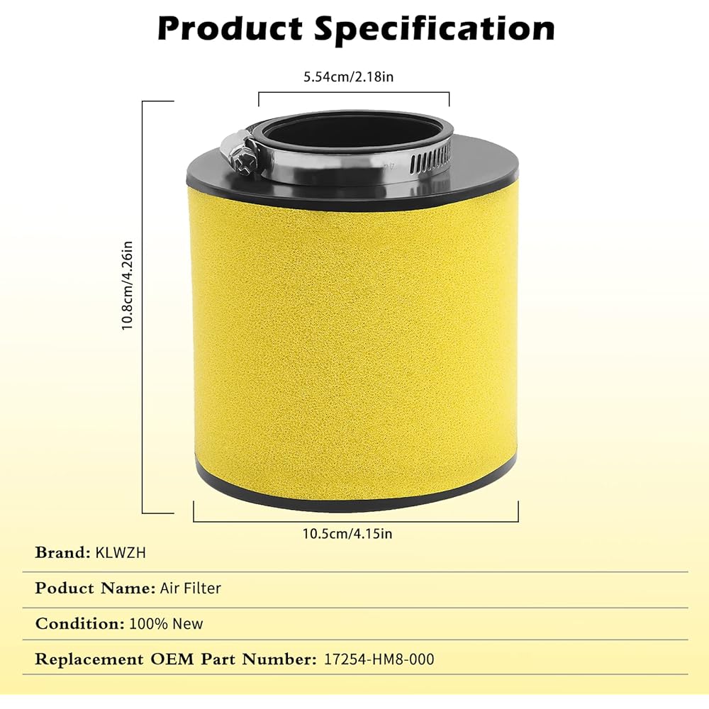 KLWZH Air Filter Honda RECON 250 TRX250EX TRX250X SPORTRAX 17254-HM8-000
