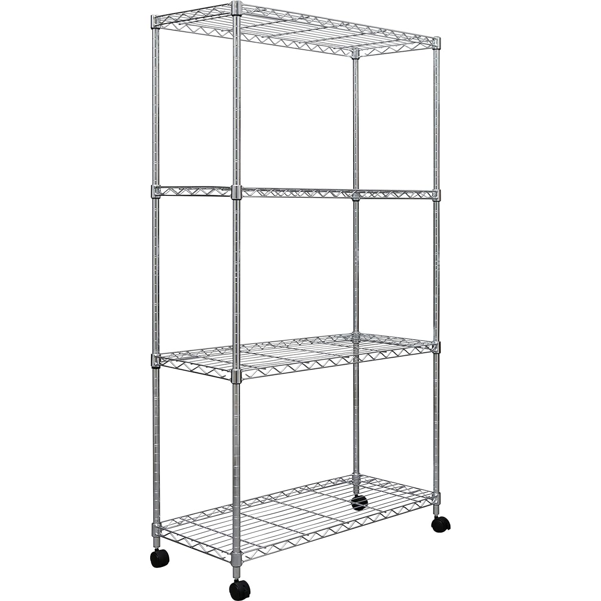 Iris Ohyama Rack Metal Rack Body 4 Tiers with Casters Rust Resistant Pole Diameter 19mm Width 80 x Depth 35 x Height 149cm Metal Shelf Steel Rack Rust Resistant Silver SEM-8015