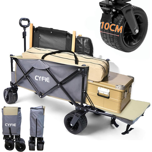 CYFIE Carry Cart (3.9 inches (10 cm) Wide Tires & Brakes Included, Long Capacity, 32.4 gal (100 L/ 150 L), Foldable, No Assembly Required, Freestanding Storage, Lightweight, Convenient to Move with