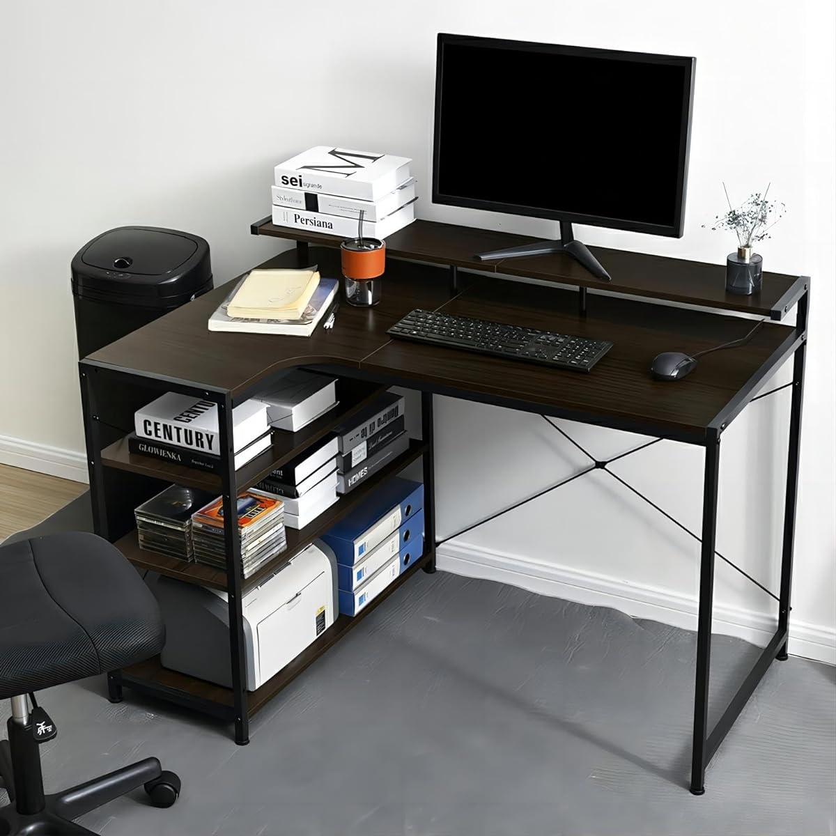 Desk, Computer Desk, PC Desk, Width 120cm, Simple Desk, Study Desk, Study Desk, Stylish, Work from Home WB001DC1102-DB-JP