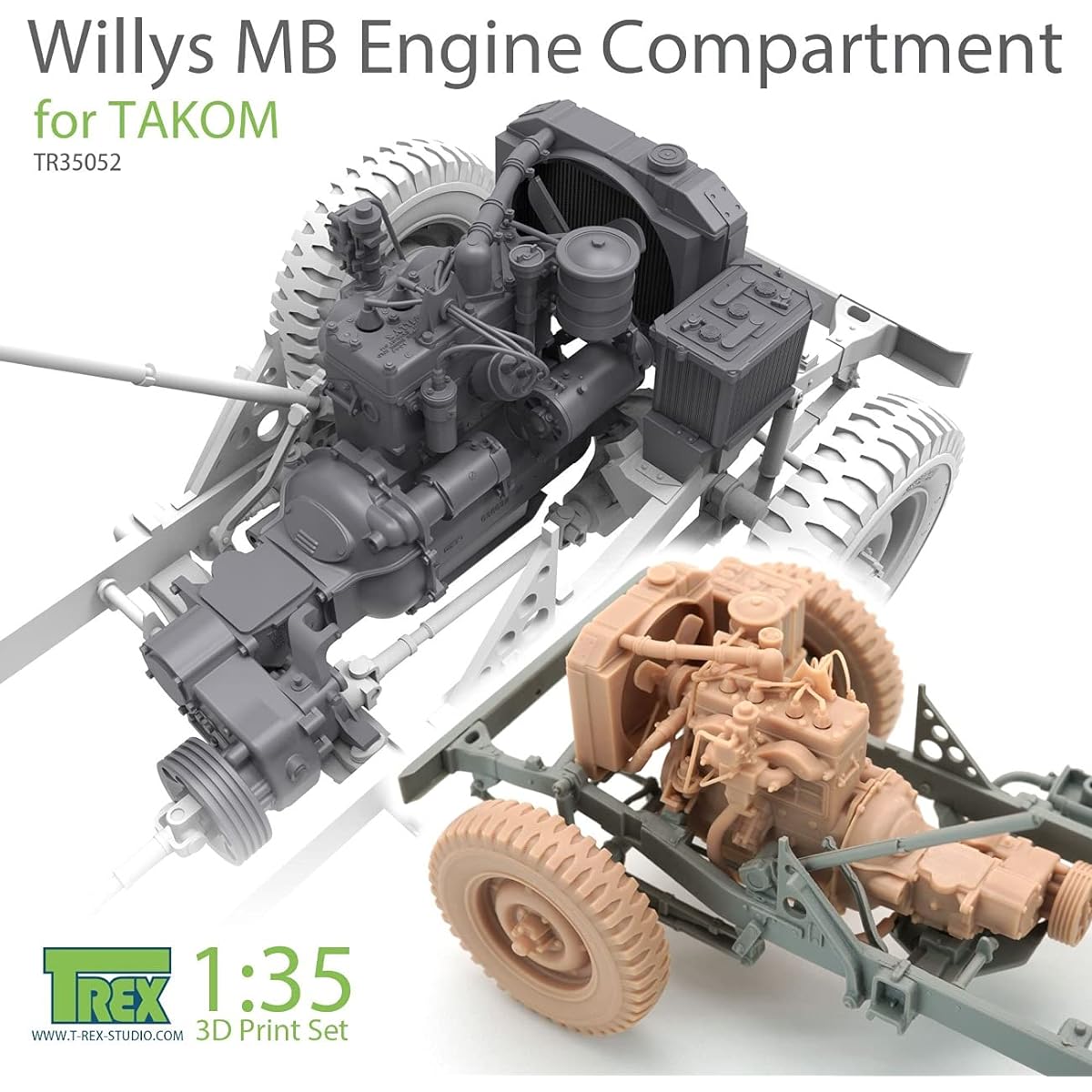 T-Rex Studio 1/35 Willys MB Engine Compartment Set for Tacom Plastic Model Parts TR35052