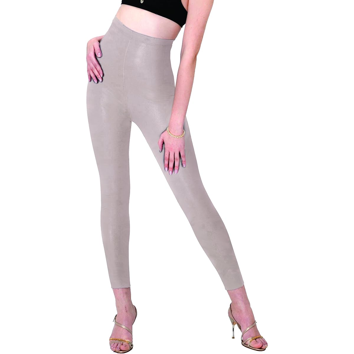 Kate Ruber(R) Burning Sauna Leggings High Waist Long Length Black x Beige LL