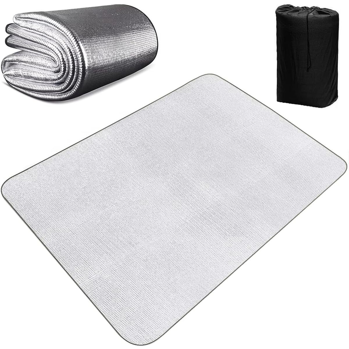 Silver mat, extra thick 8mm, for camping, 100/120/150/180/200/250/300cm x 200cm, aluminum mat, aluminum sheet, camping mat, heat retention, disaster prevention, waterproof, insulation mat, double-sided aluminum vapor deposition, foldable, leisure sheet,