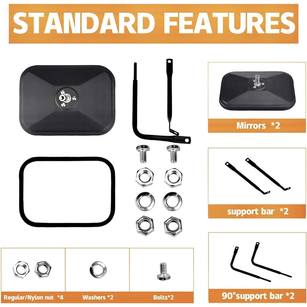 JUSTTOP Mirror Door Off Side View Mirror Geep Langler CJ YJ TJ JL & Unlimited Quick Instaled A Miller Safe Door Off Drive Exterior Accessories 2 Packs