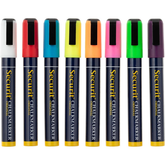 Securit Chalk Marker [Regular] Basic Assortment 14.5 x 2.2 x 1.7cm 8 pieces SMA510-V8