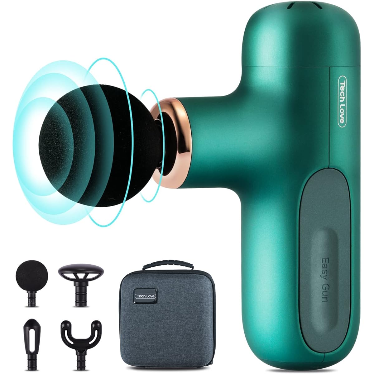Techlove CuteX relaxation device, lightweight 415g, 5-level intensity adjustment, powerful vibration, 4 hours of continuous use, small, mini, quiet, 4 attachments, storage case, Japanese instruction manual included, 1 year manufacturer's warranty, birthd
