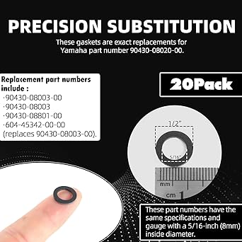 (20 packs) Yamaha 90430-08020-00 & 90430-08003-00 Replacement-Lower Gear Case Oil Dogasket-Japanese hard fiber plate gasket-Yamaha 4-stroke 4-stroked outdoor unit