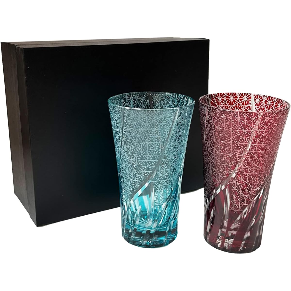 Rurumi Kiriko Beer Glass Pair Glass Dishwasher Safe Pair Set Comes with Exclusive Box Anniversary Gift Present