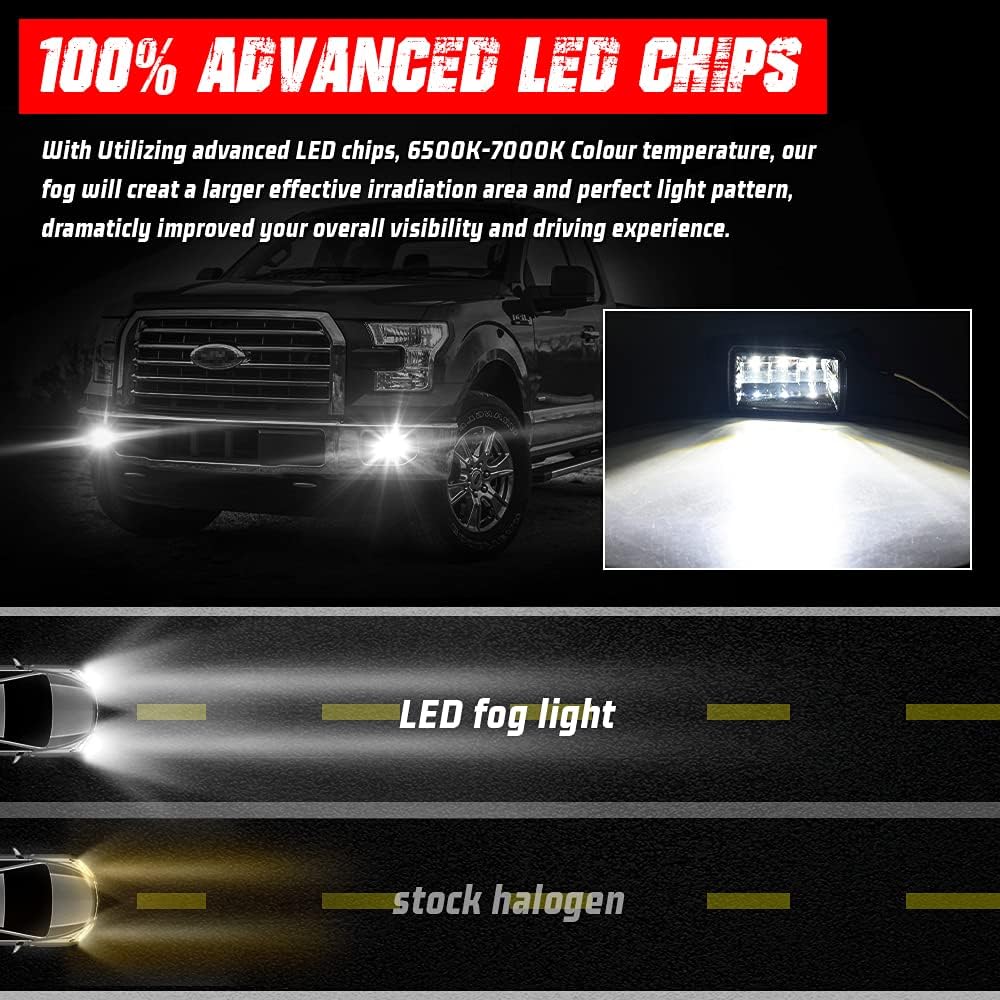 TUGWUETLWU 4 inch LED Fog Lump Ford F150 DRL 2015 2016 2017 2017 2019 2020 Super Duty League Fog Lump Ford Truck Ban Pardering Light