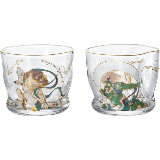 Adelia Sake Glass Pair Set Fujin Raijin 100ml [Premium Nippon Taste/Sake Glass/Sake] Made in Japan Present in Cosmetic Box Birthday Gift Present S-6226