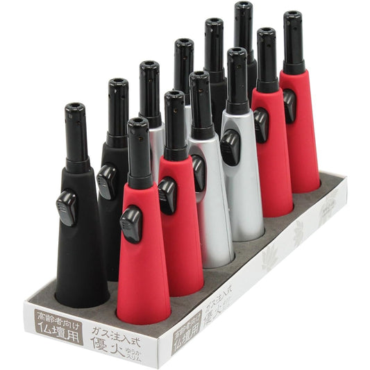 Lightec Gas Injected Ignition Stick Yuka Slim Set of 12 MW-LT-G8-12P Body Size (1 piece): 2.8cm x 2.8cm x 11.7cm