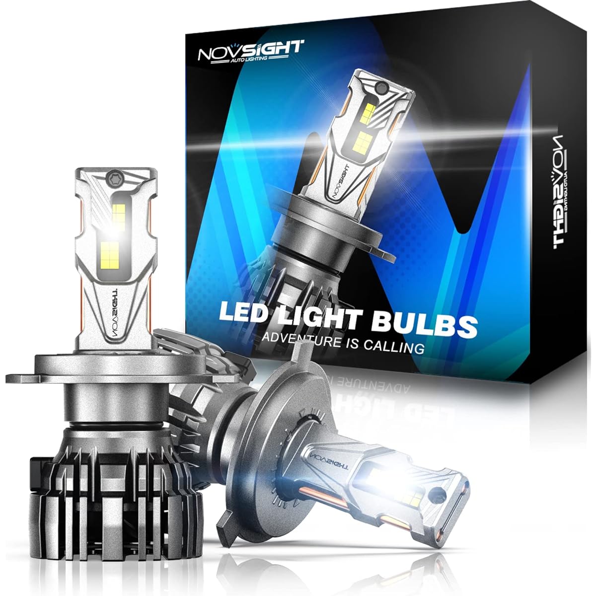 NOVSIGHT LED Headlight, H4 hi/lo 30,000 lm (15000 lm*2), Compatible with 12 V Cars, 140W (70 W x 2), 6500k DC, 9V-32V, For Cars, Motorcycles, IP68, Ultra Brightness, Explosion, High Performance Bulb, Pack of 2