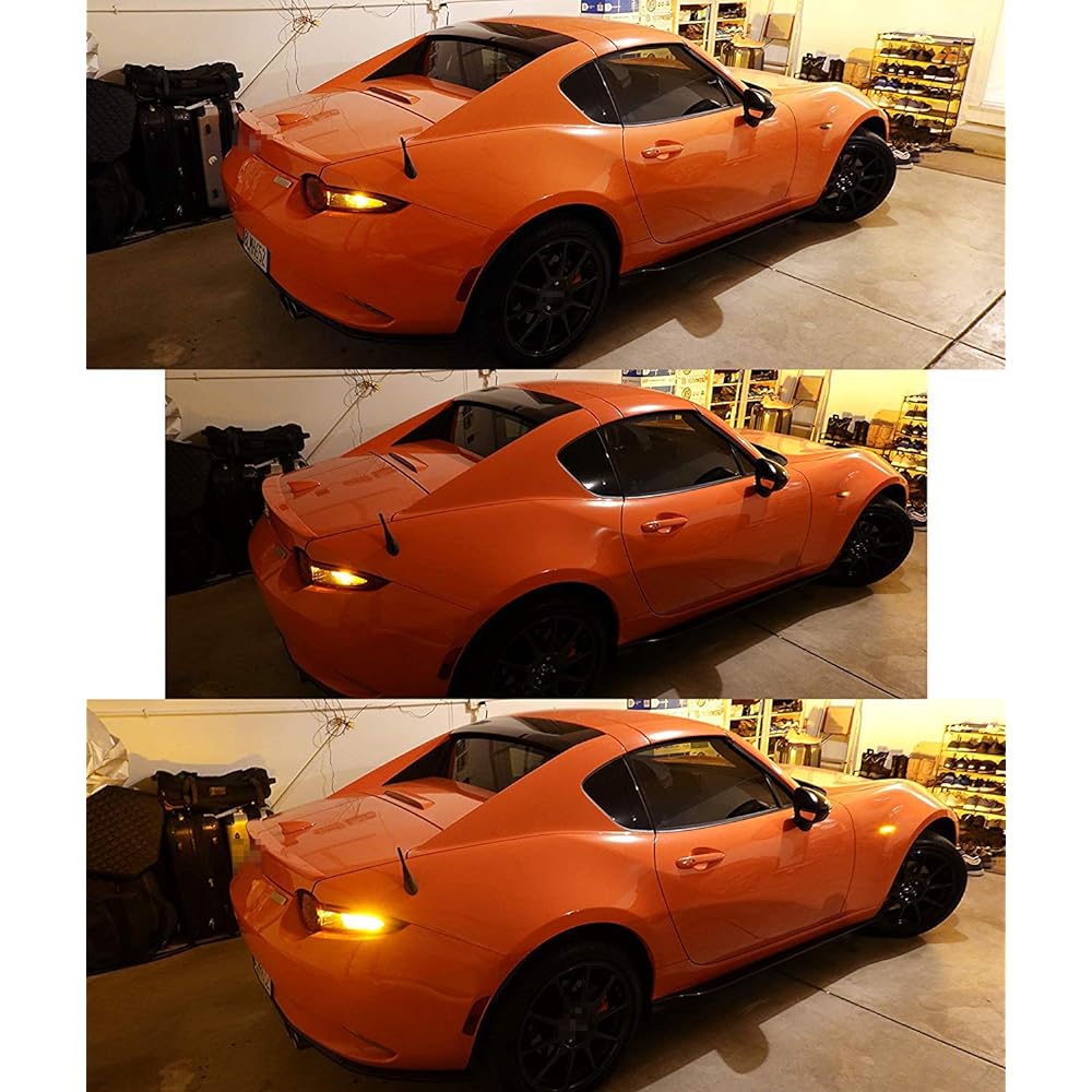 IJDMTOY Smoke Lens Dynamic Sikial Flashing/Flow Amber LED Front Side Marker Light Kit Mazda MX-5, 2009-2012 Mazda RX-8, Fiat 124 Spider OEM side marker lamp replacement OEM side marker lamp replacement