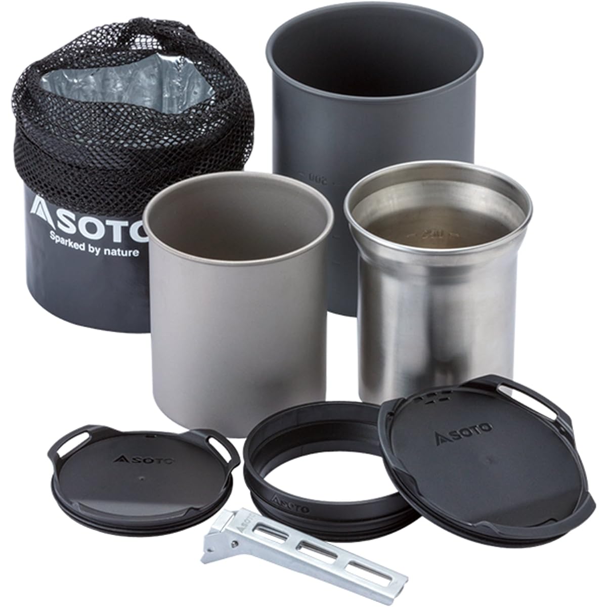 [SOTO] Cooker Mug 8 Piece Set Lightweight Compact Solo Duo Climbing Camping Thermostack Cooker Combo SOD-521
