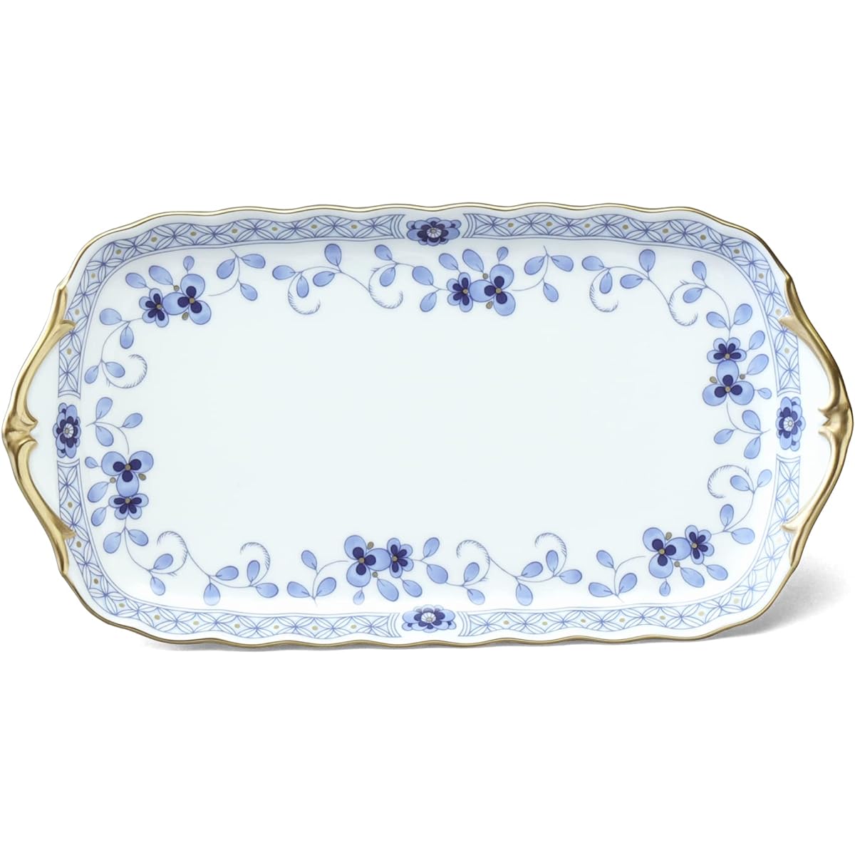 NARUMI 9682-329 Plate Milano 23cm Blue Floral Pattern Plum Blossom Chintz Style Small Tray Wedding Gift Respect for the Aged Day Present Made in Japan Gift Box Included