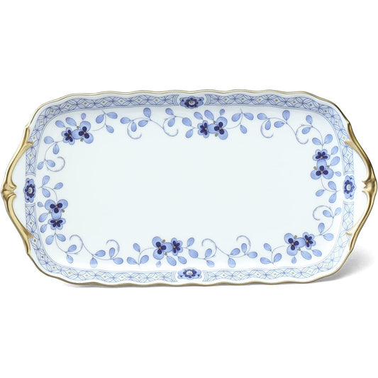 NARUMI 9682-329 Plate Milano 23cm Blue Floral Pattern Plum Blossom Chintz Style Small Tray Wedding Gift Respect for the Aged Day Present Made in Japan Gift Box Included