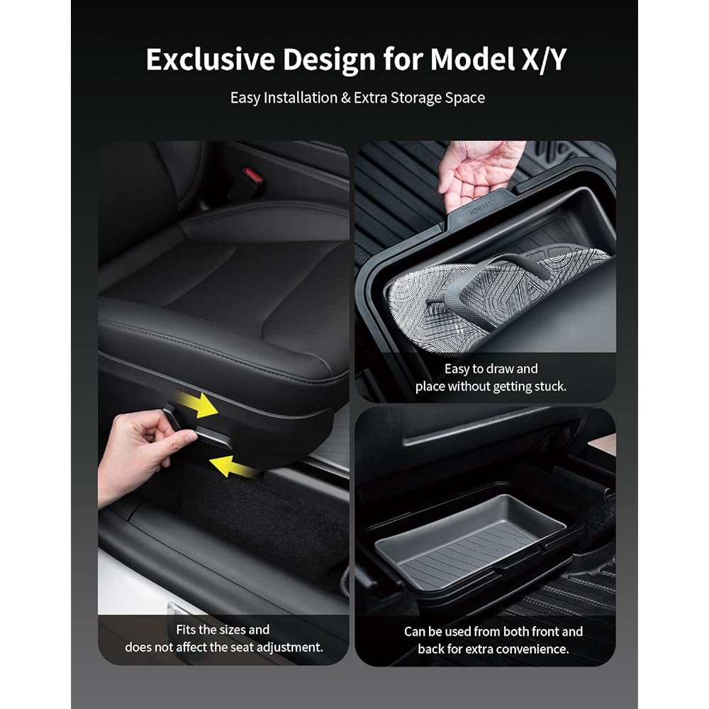 JOWUA Products Under Seat Foldable Organizer (2 Pieces) Tesla Model Y/X Plaid Pattern